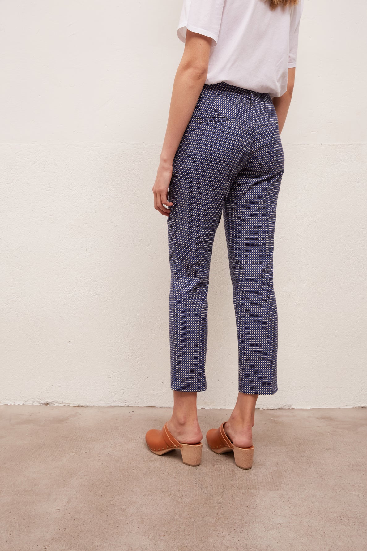 MELANIA - Pantalon droit 7/8 en jacquard de coton Faume - seconde main