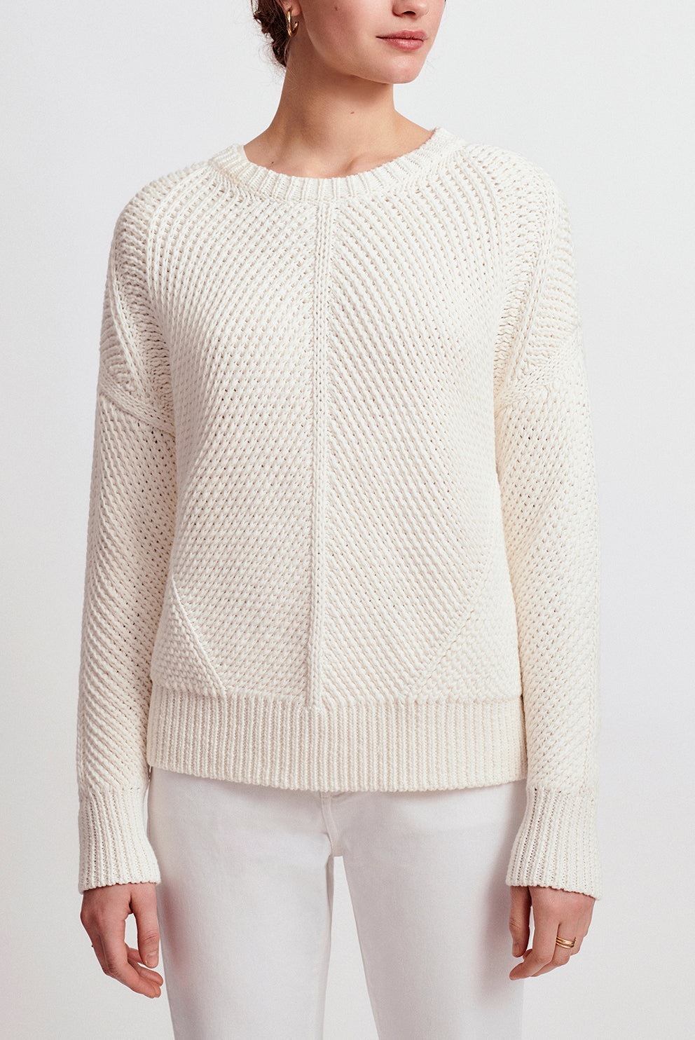 ERIN - Pull en maille de coton en point fantaisie Faume - seconde main