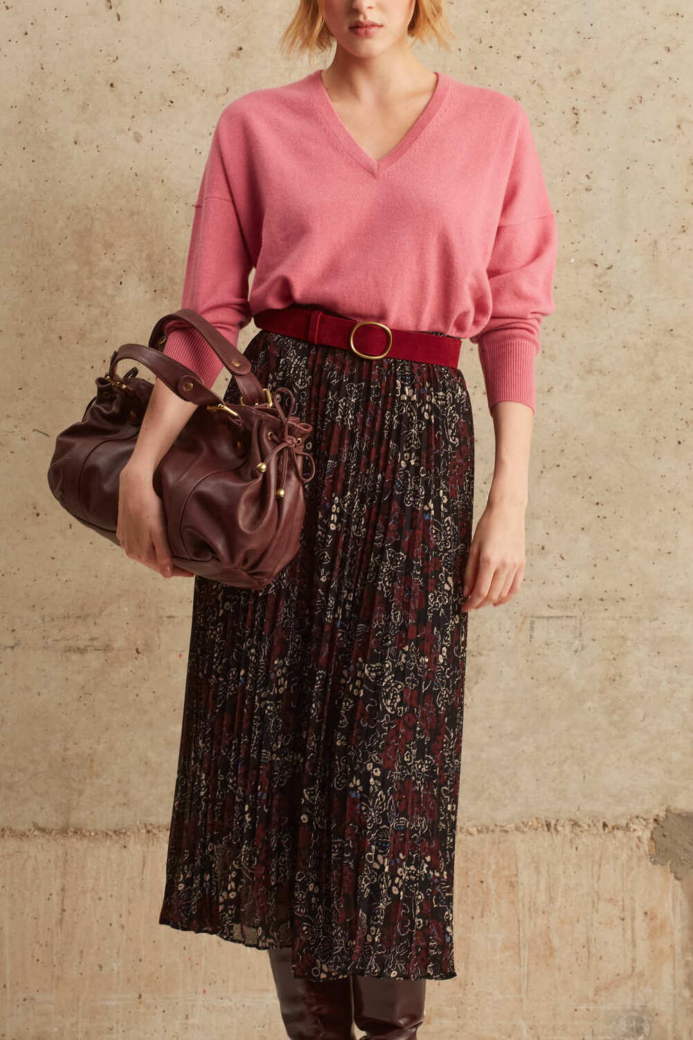 Jupe midi plissée à motif papillon - BALMA Faume - seconde main