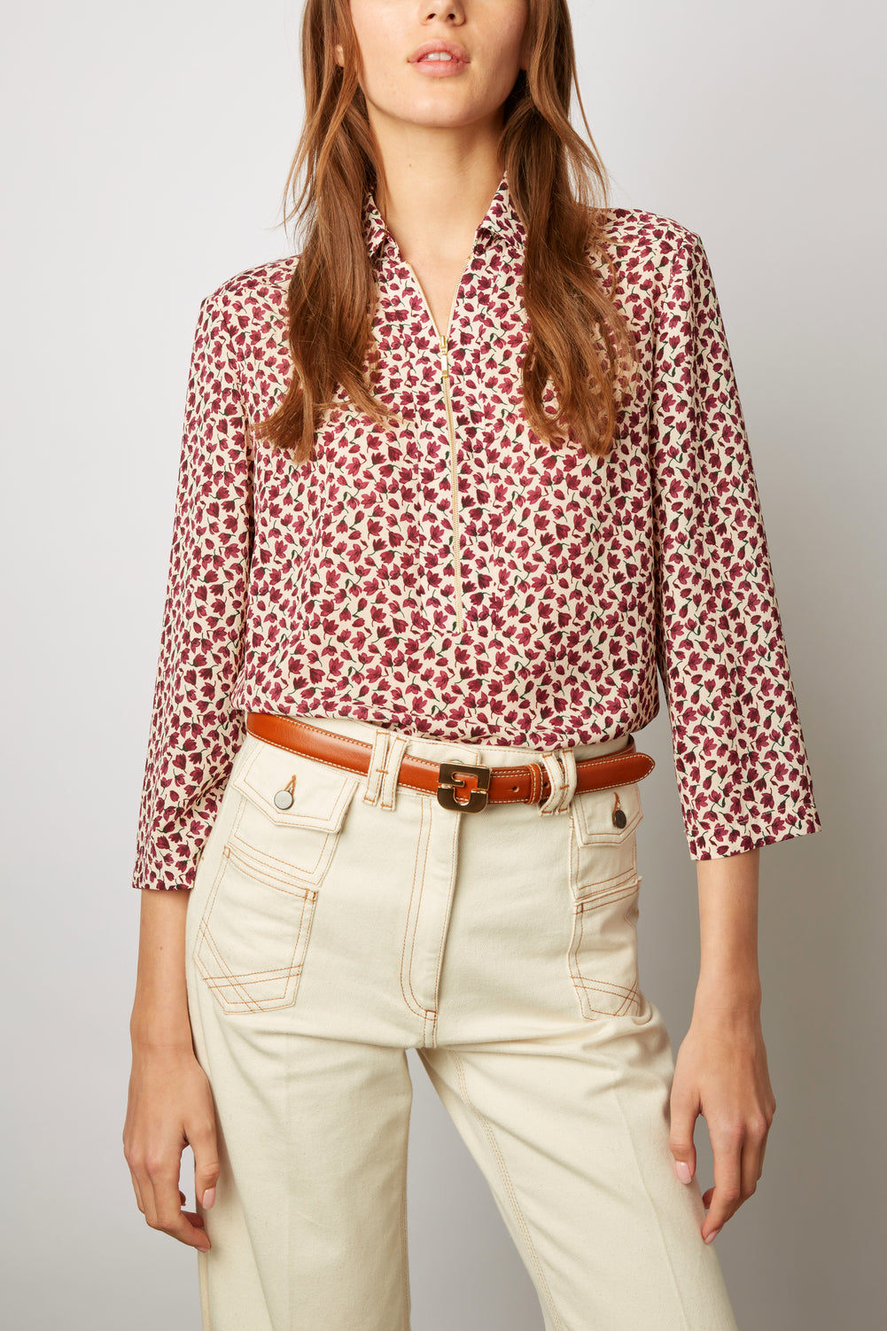 Chemise zippée à fleurs - CATHERINE Faume - seconde main