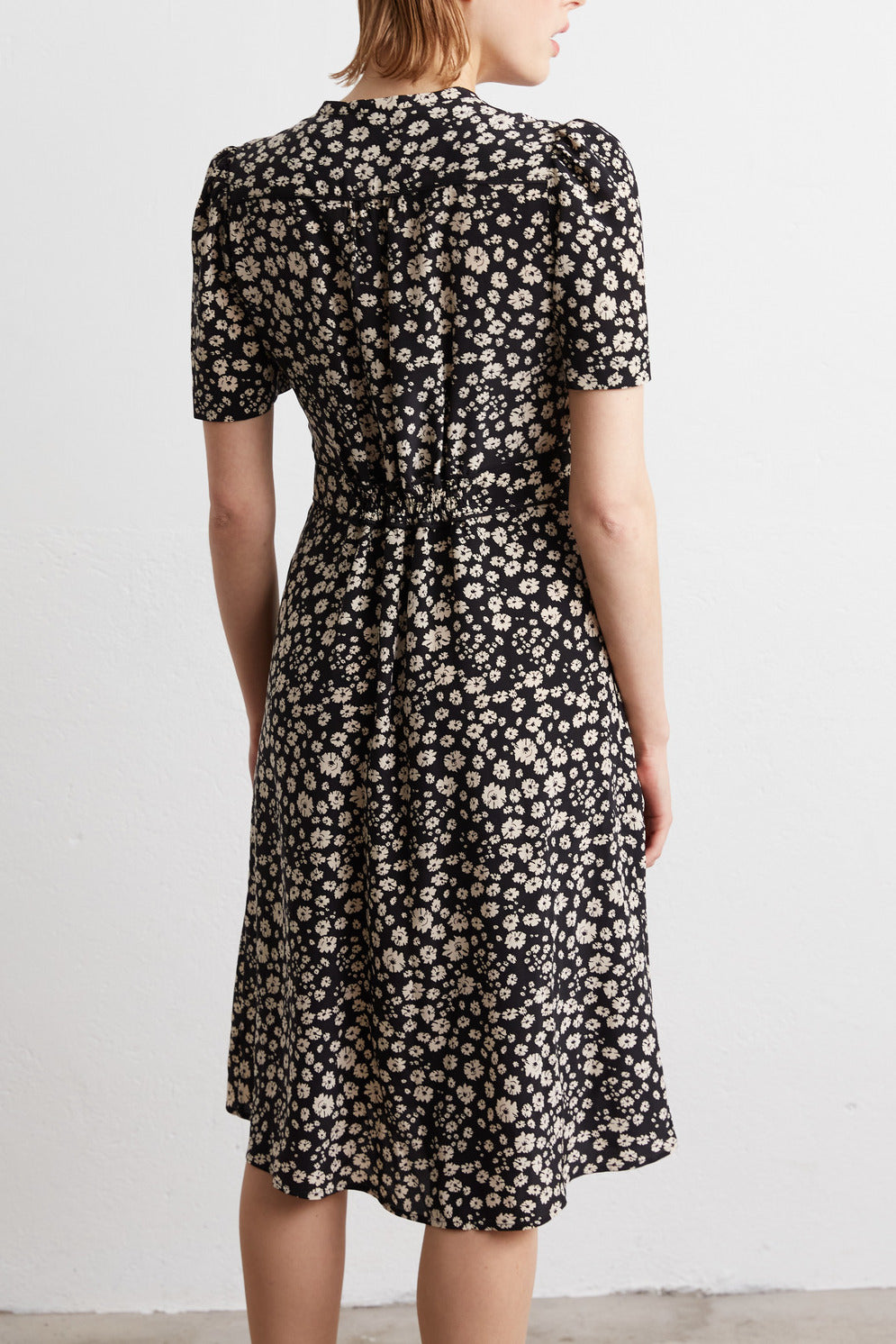 SALY - Robe midi en soie imprimé Faume - seconde main