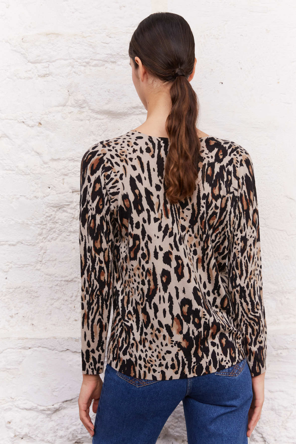 Pull V en laine imprimé léopard - LIAM Faume - seconde main