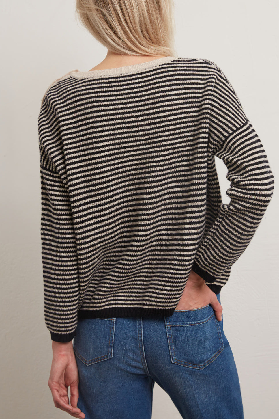 Donatella - Pull à rayures façon marinière en laine Faume - seconde main