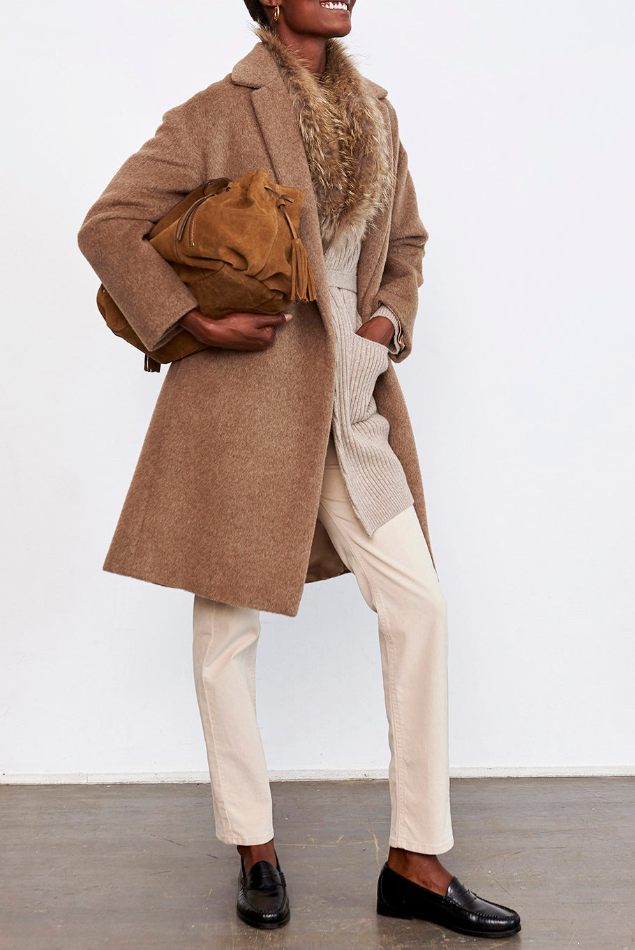 PABLO - Manteau en laine vierge et alpaga Faume - seconde main