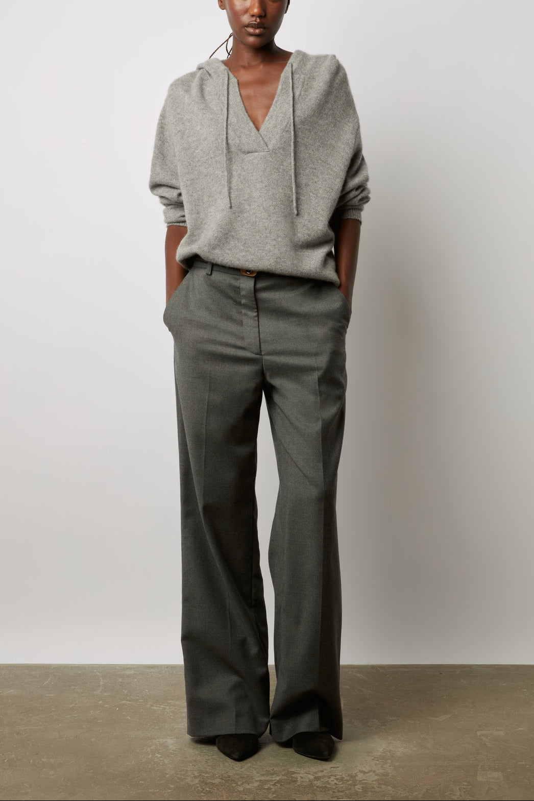 Pantalon large en flanelle unie - DALI Faume - seconde main