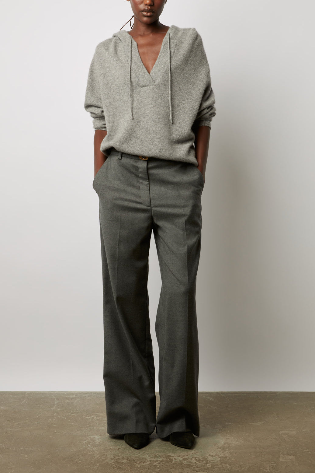 Pantalon large en flanelle unie - DALI Faume - seconde main