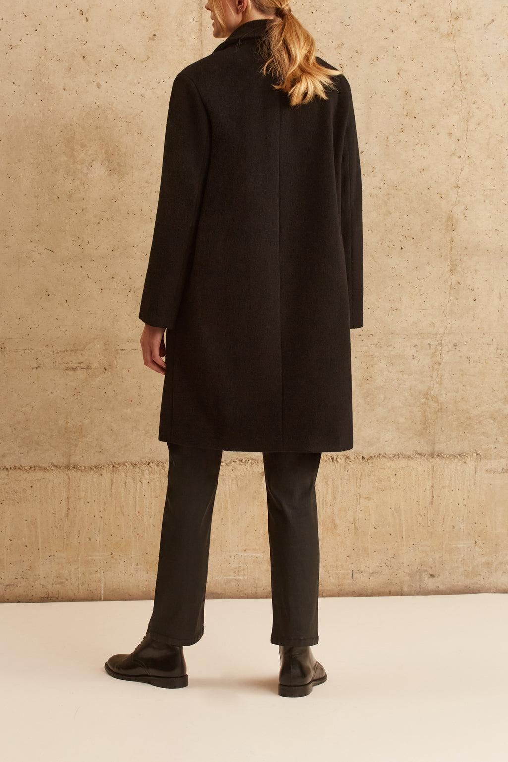 Manteau droit en drap de laine mélangée - SIMONA Faume - seconde main