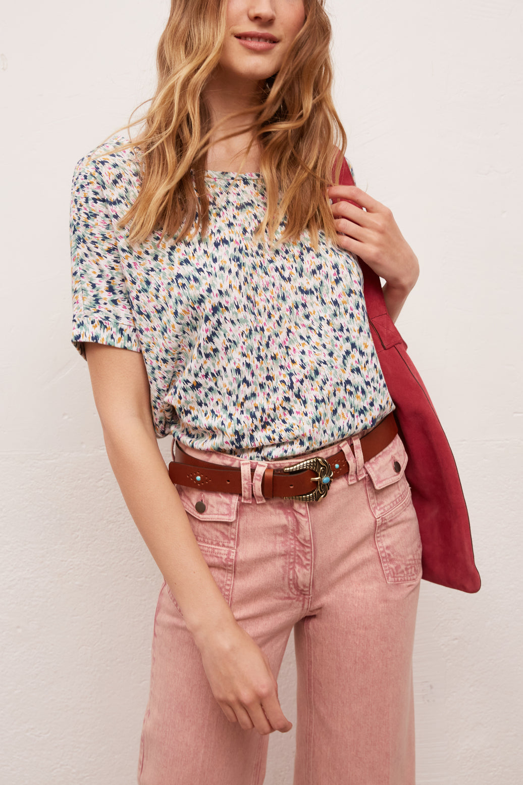 Tee-shirt imprimé en coton et lin Faume - seconde main
