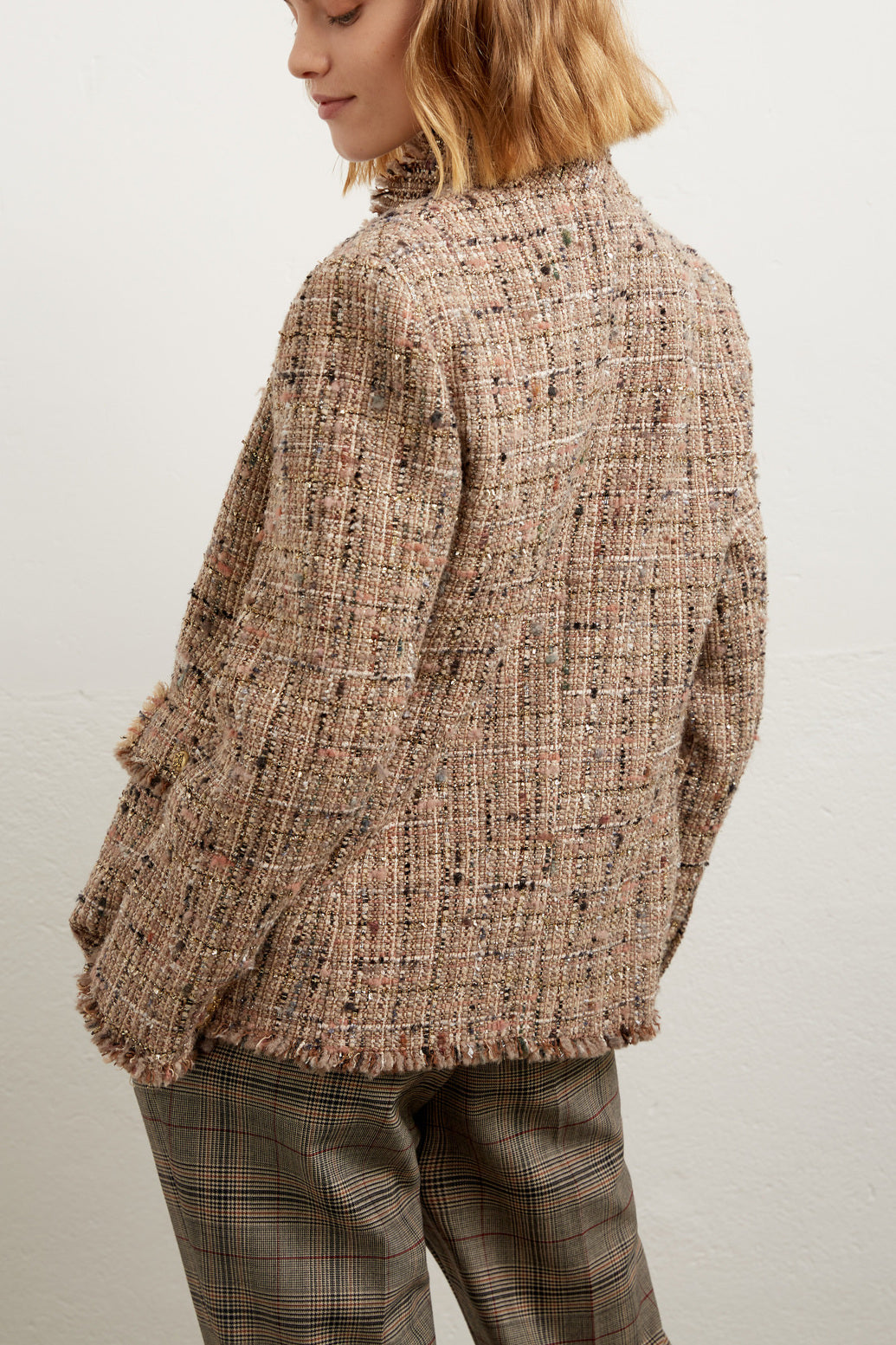 Veste en tweed coloré et Lurex Faume - seconde main