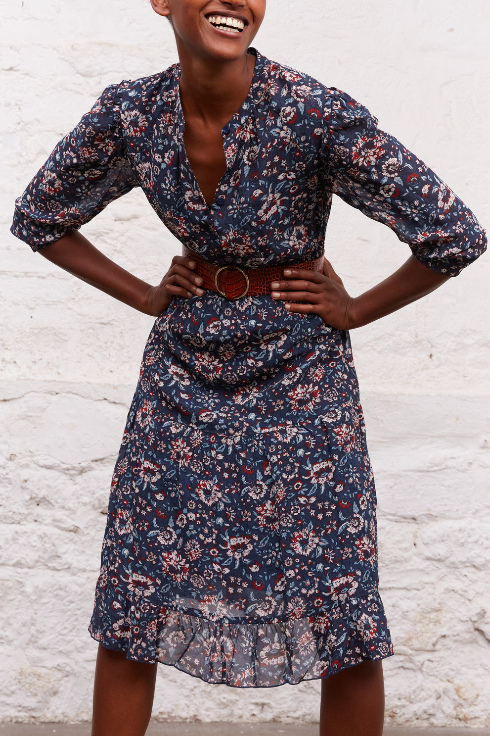 Robe fluide à étages à l'imprimé fleuri - JEANNE Faume - seconde main