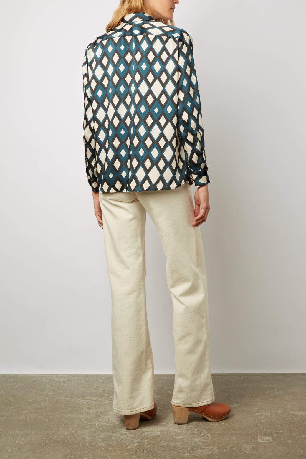 Chemise satinée imprimé losanges - CARLA Faume - seconde main