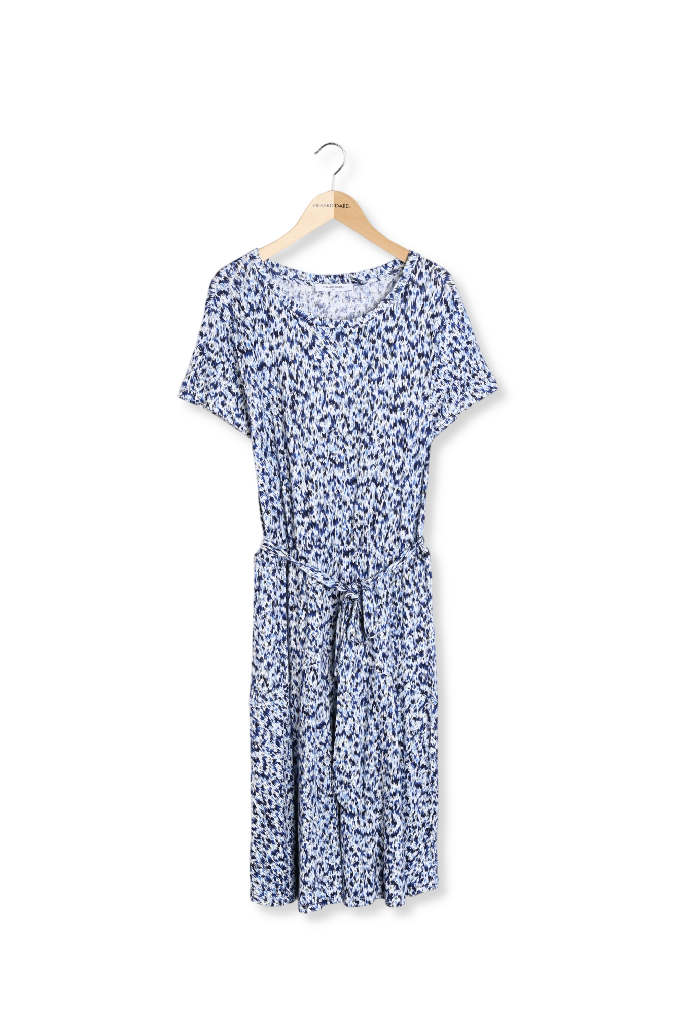 SAPHIA - Robe midi imprimée en lin Faume - seconde main