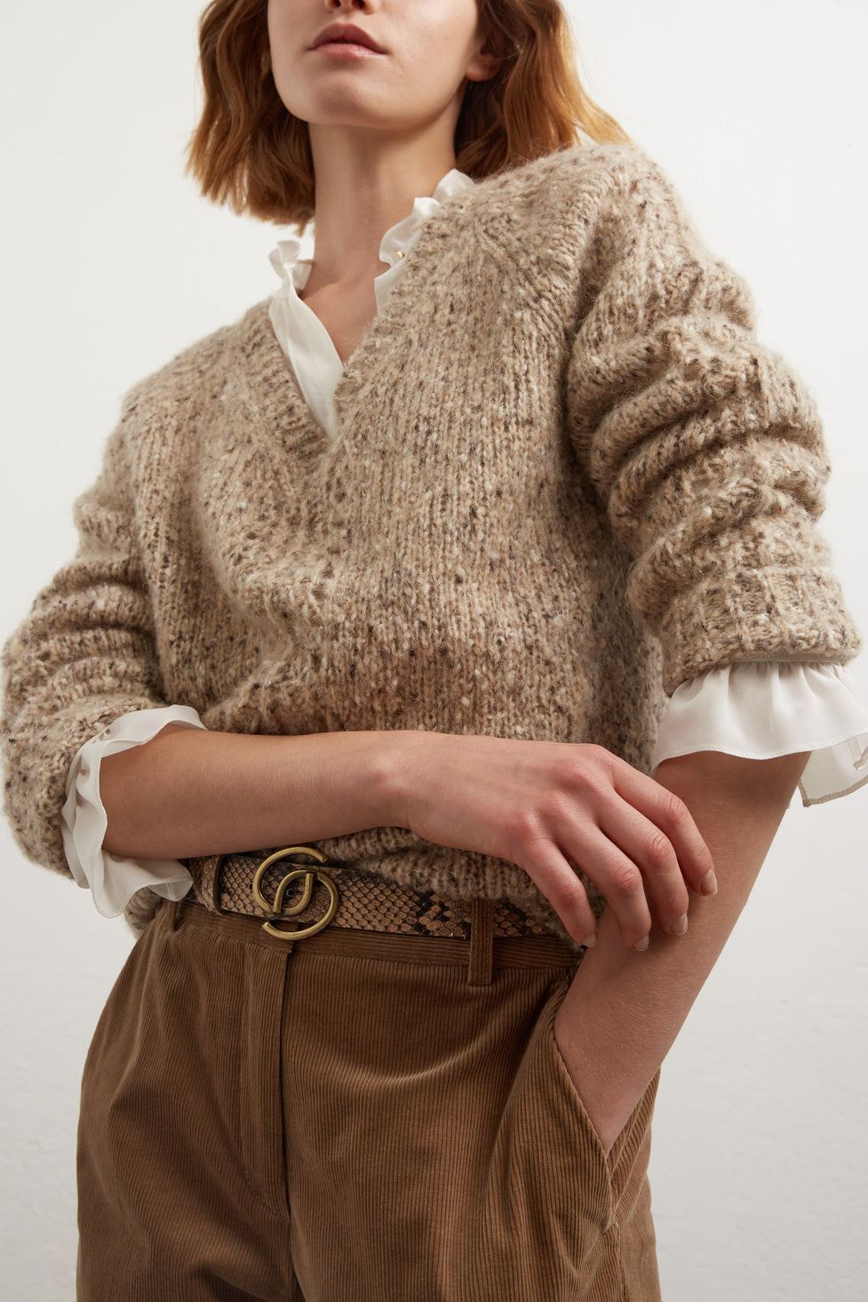 Pull oversize moucheté en mérinos et mohair Faume - seconde main
