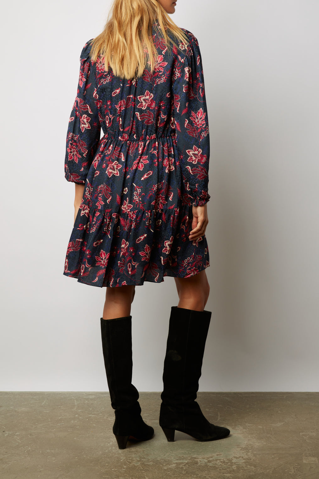 Robe courte en soie mélangée imprimé fleurs - JOSEFINA Faume - seconde main