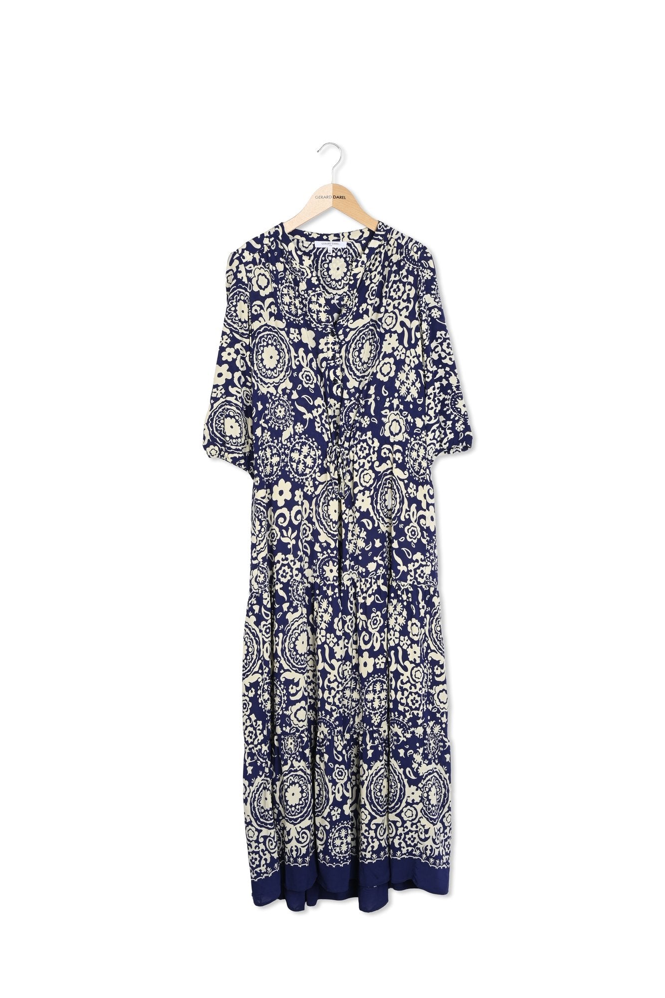 Robe longue élastiquée imprimé bicolore - PHILIA Faume - seconde main