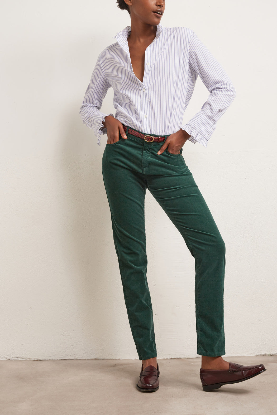 LETIZIA -Pantalon droit en velours côtelé Faume - seconde main