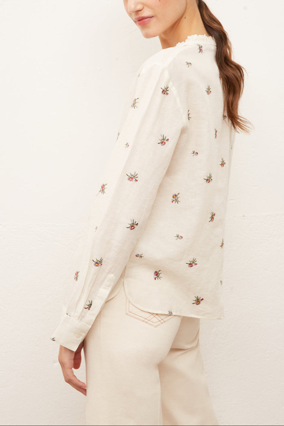NEHEMIA - Chemise coton et lin avec broderies Faume - seconde main