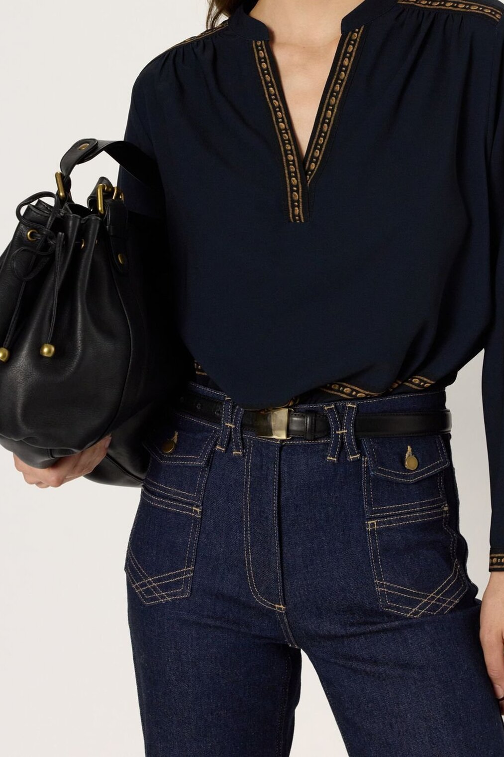 Blouse unie à frises - AURELIE Faume - seconde main