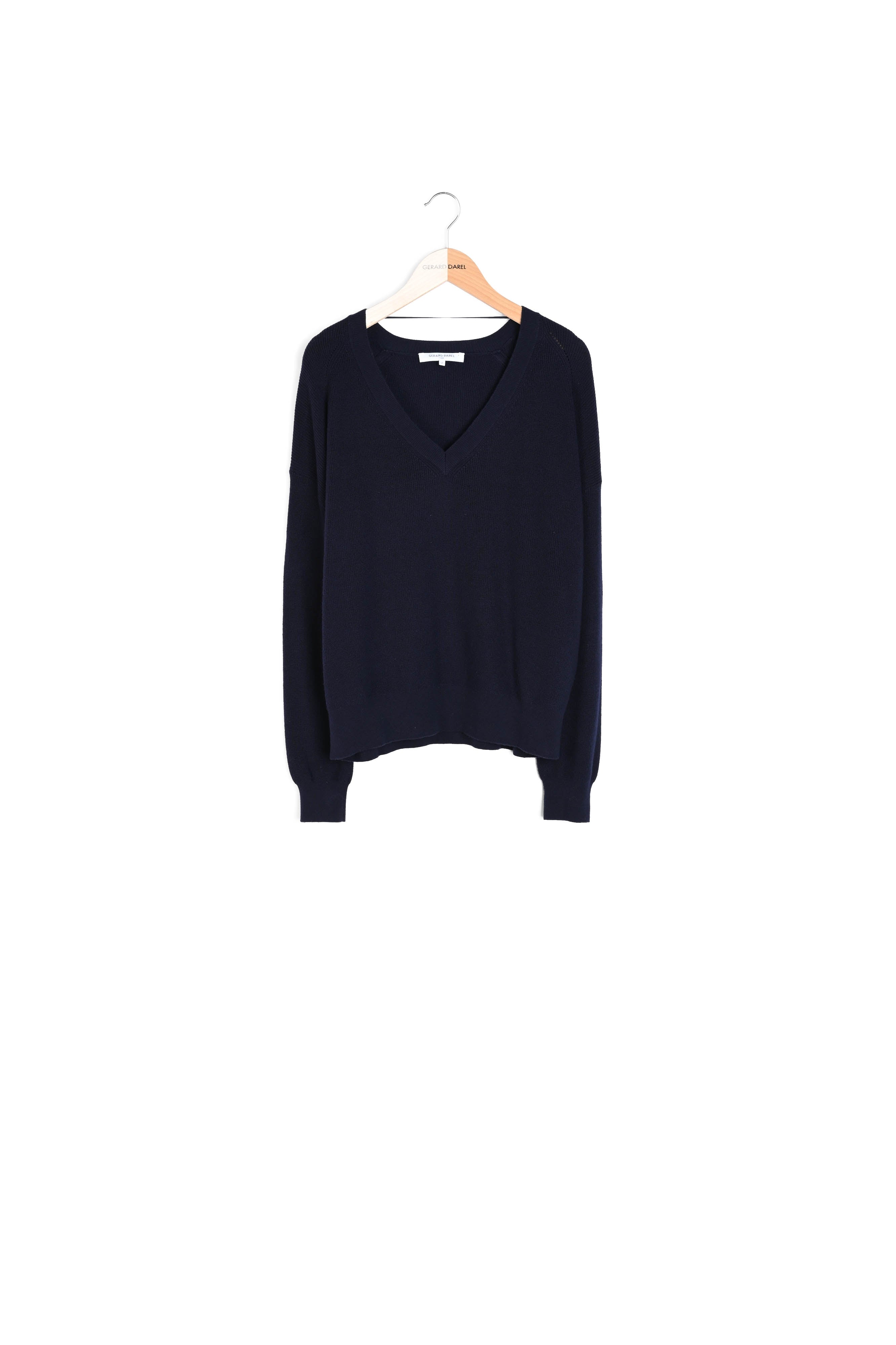 Pull V en laine et coton à fines côtes - LAURANNA Faume - seconde main