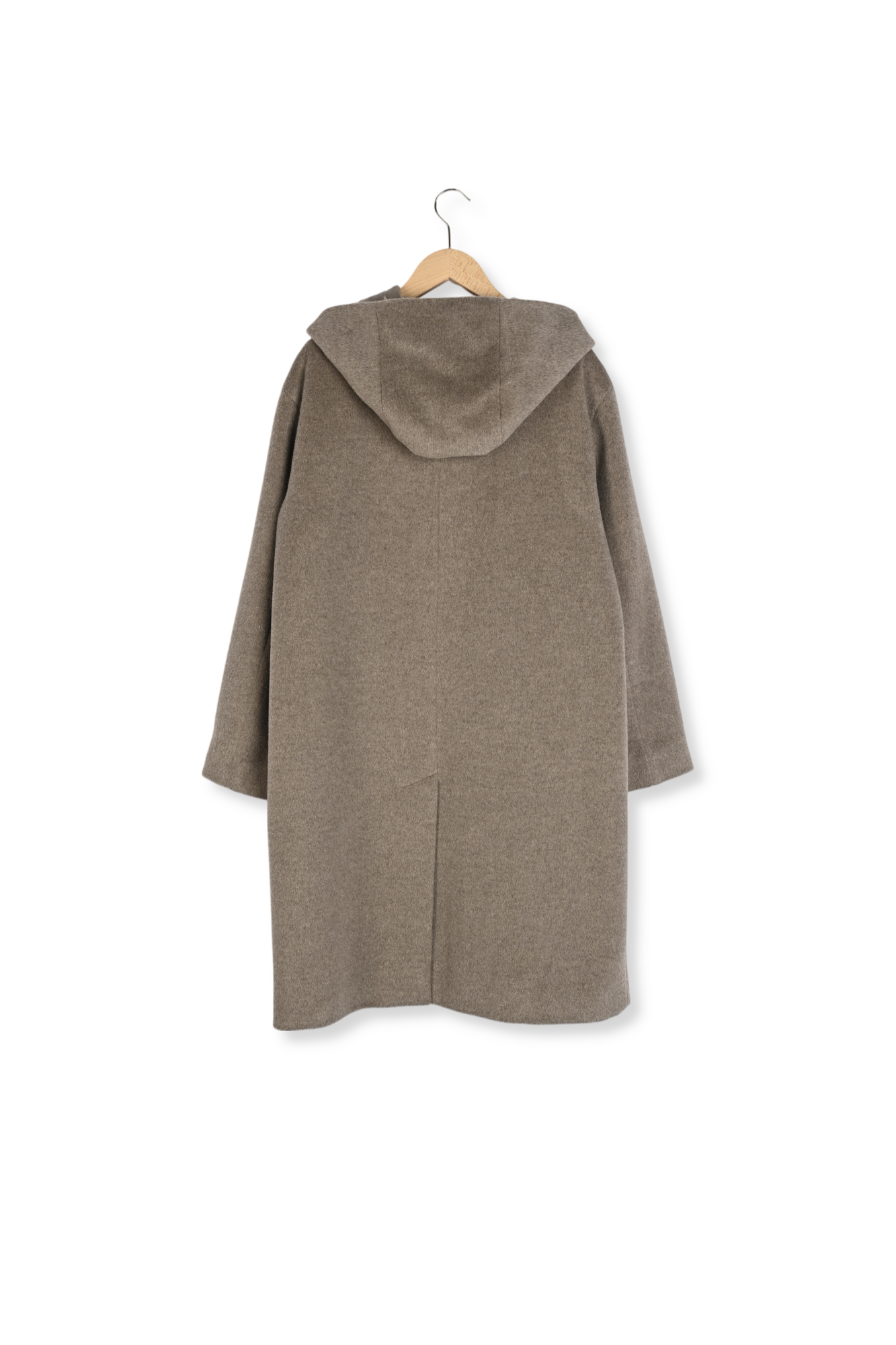 Manteau droit à capuche en laine et angora - LANELLE Faume - seconde main