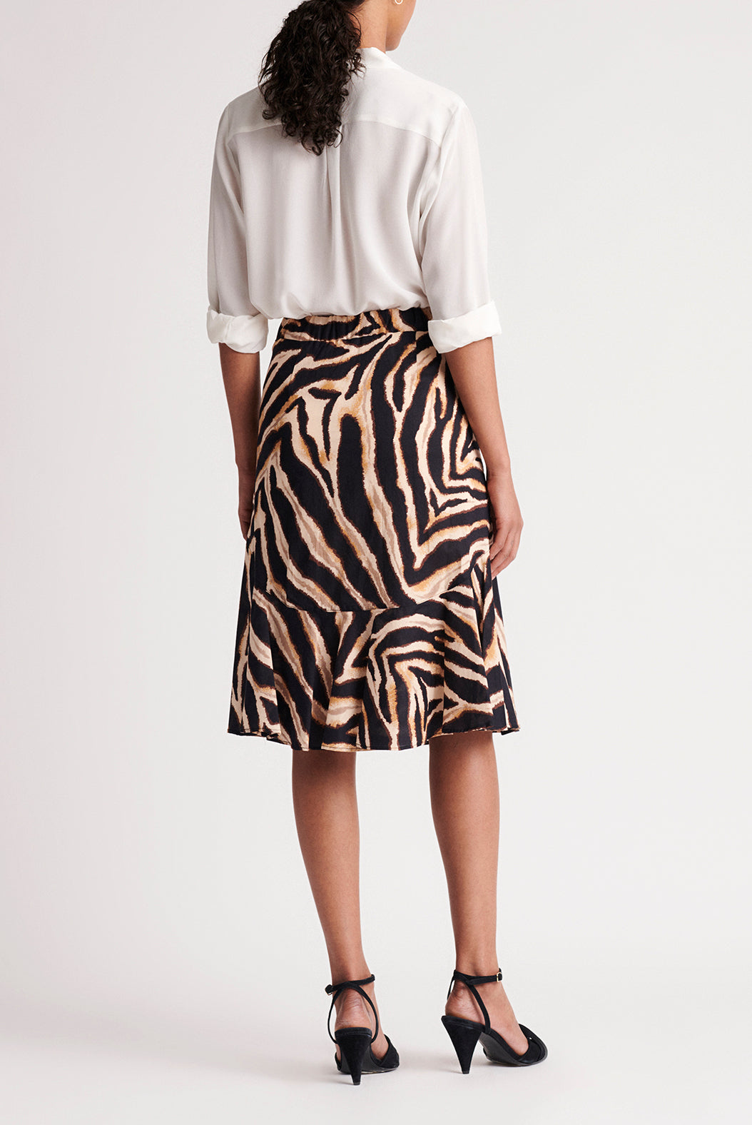 LILLIA - Jupe en coton à imprimé animalier avec volant Faume - seconde main