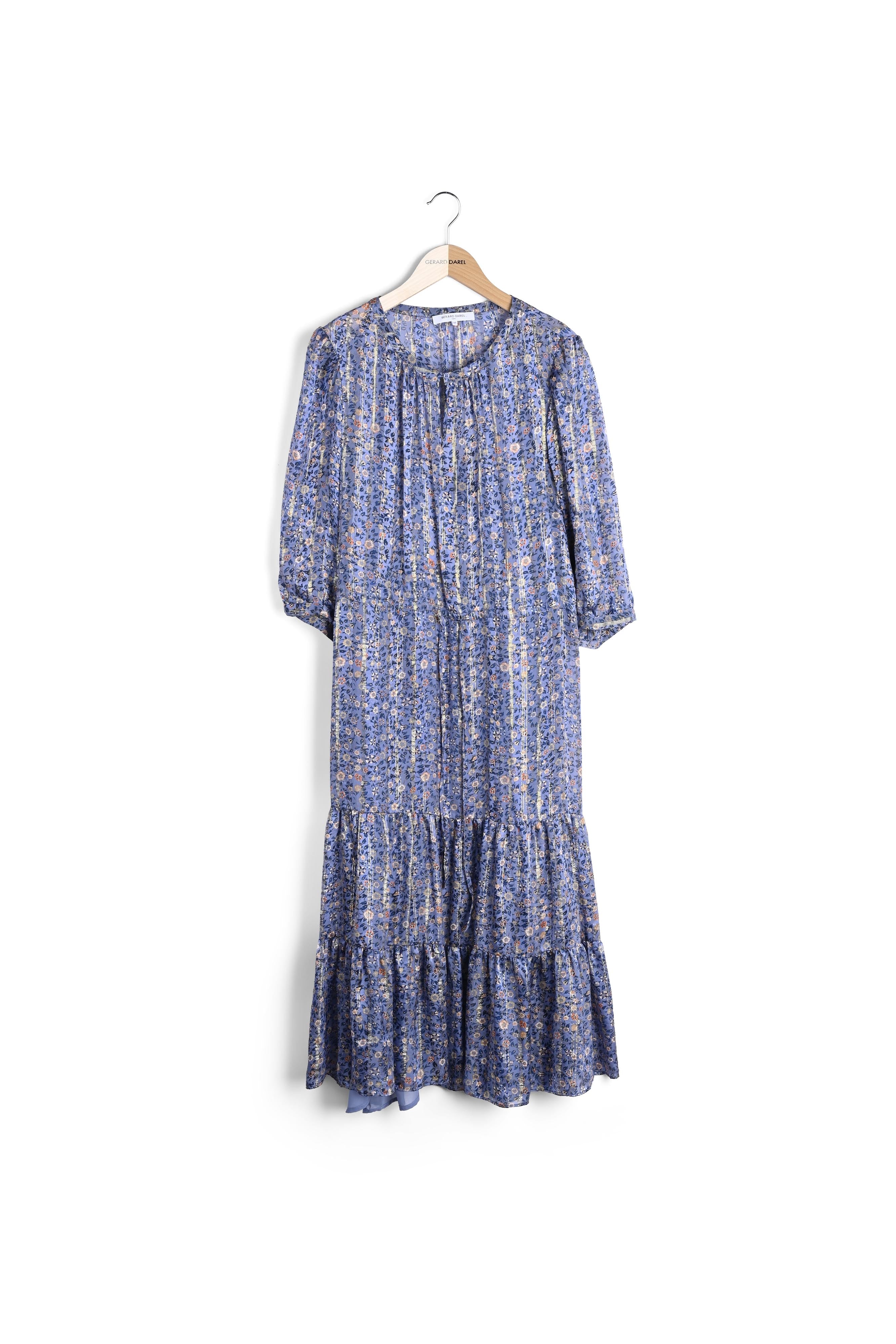 SAHE - Robe longue en soie et Lurex à imprimé floral Faume - seconde main