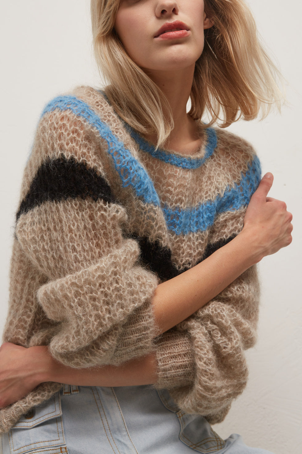 EMANUELA  - Pull en mohair mélangé à rayures Faume - seconde main