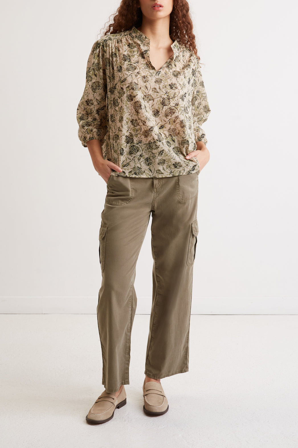 Blouse en voile de coton bicolore - CAPUCINE Faume - seconde main