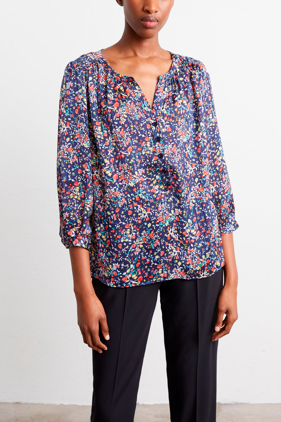 Blouse fleurie à col boutonné - CYRIAQUE Faume - seconde main