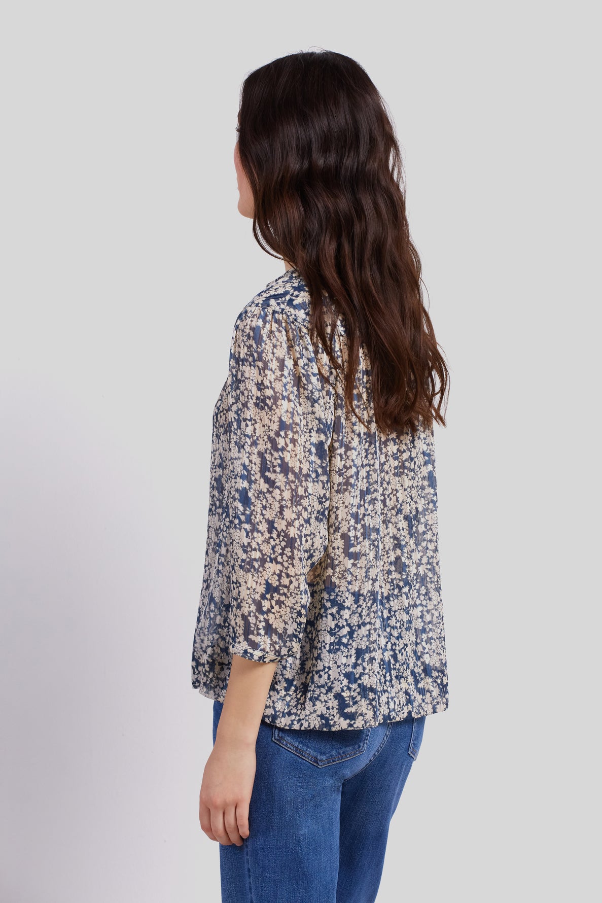 Blouse en voile fleuri et fils Lurex - CHRISLA Faume - seconde main