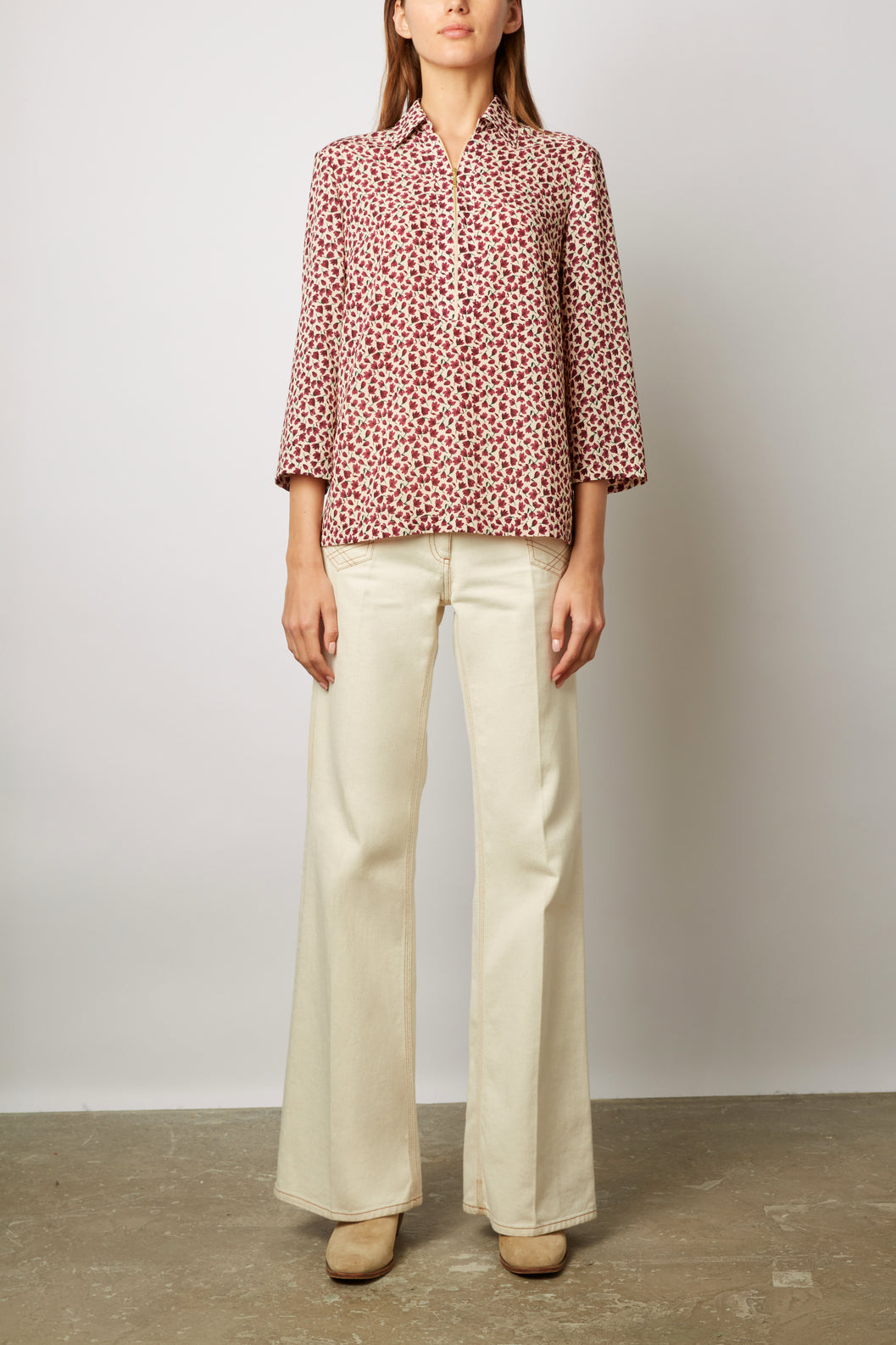 Chemise zippée à fleurs - CATHERINE Faume - seconde main