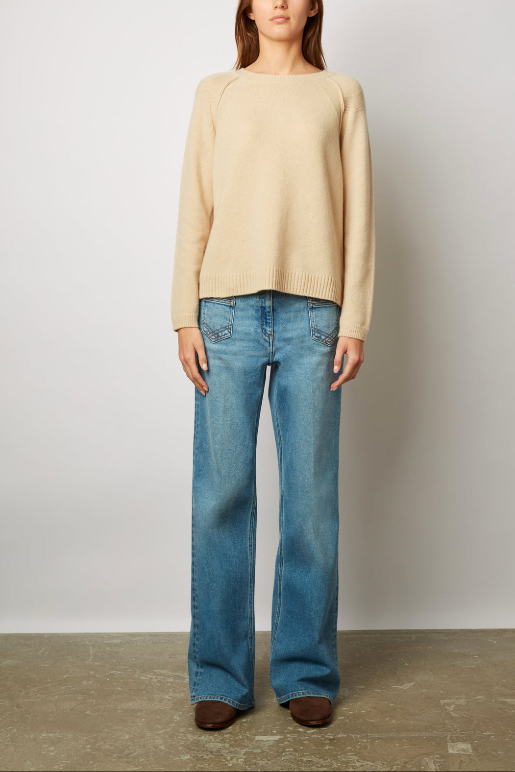 Pull en laine unie et jeux de maille - LINON Faume - seconde main