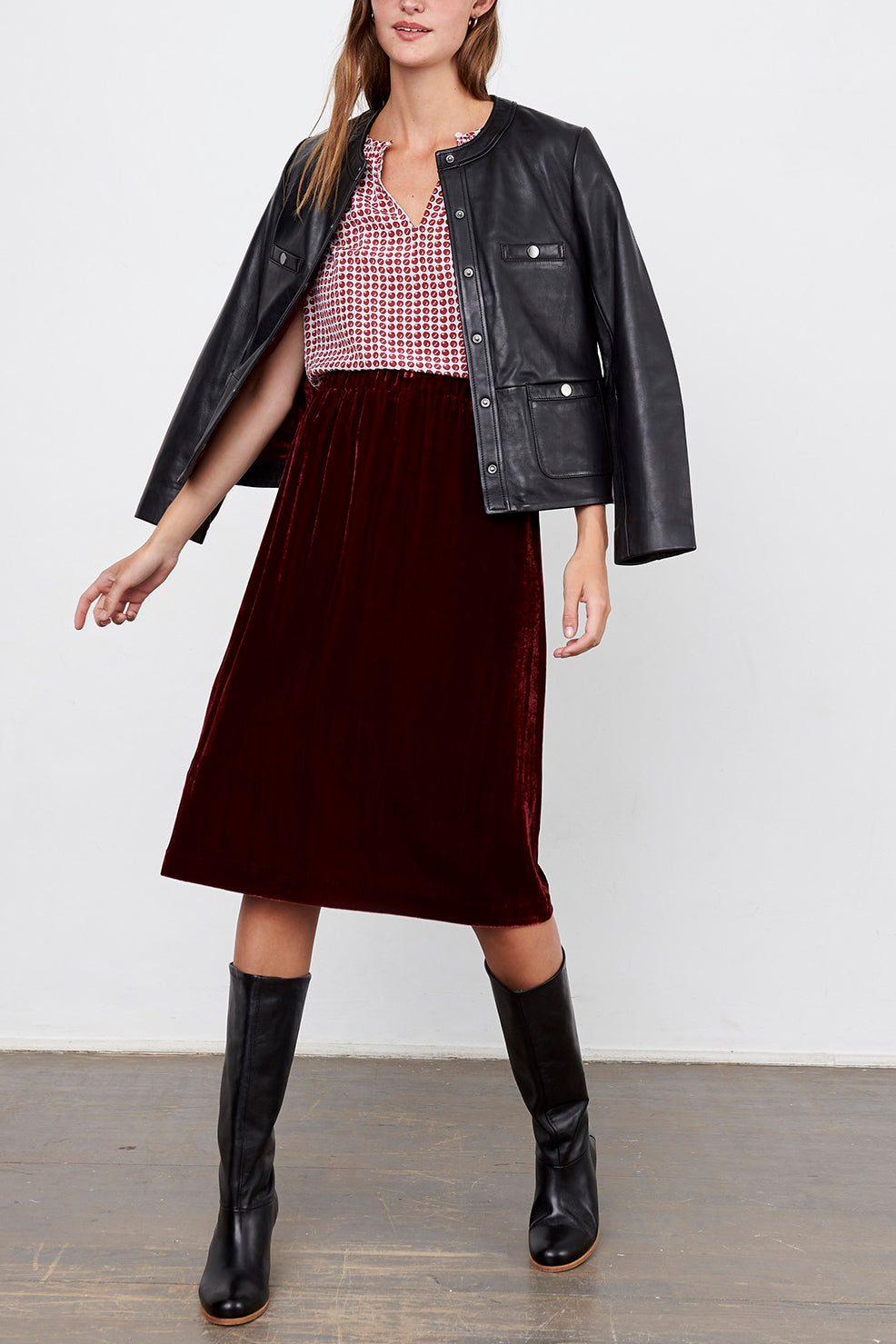 TALLY - Jupe midi velours Faume - seconde main