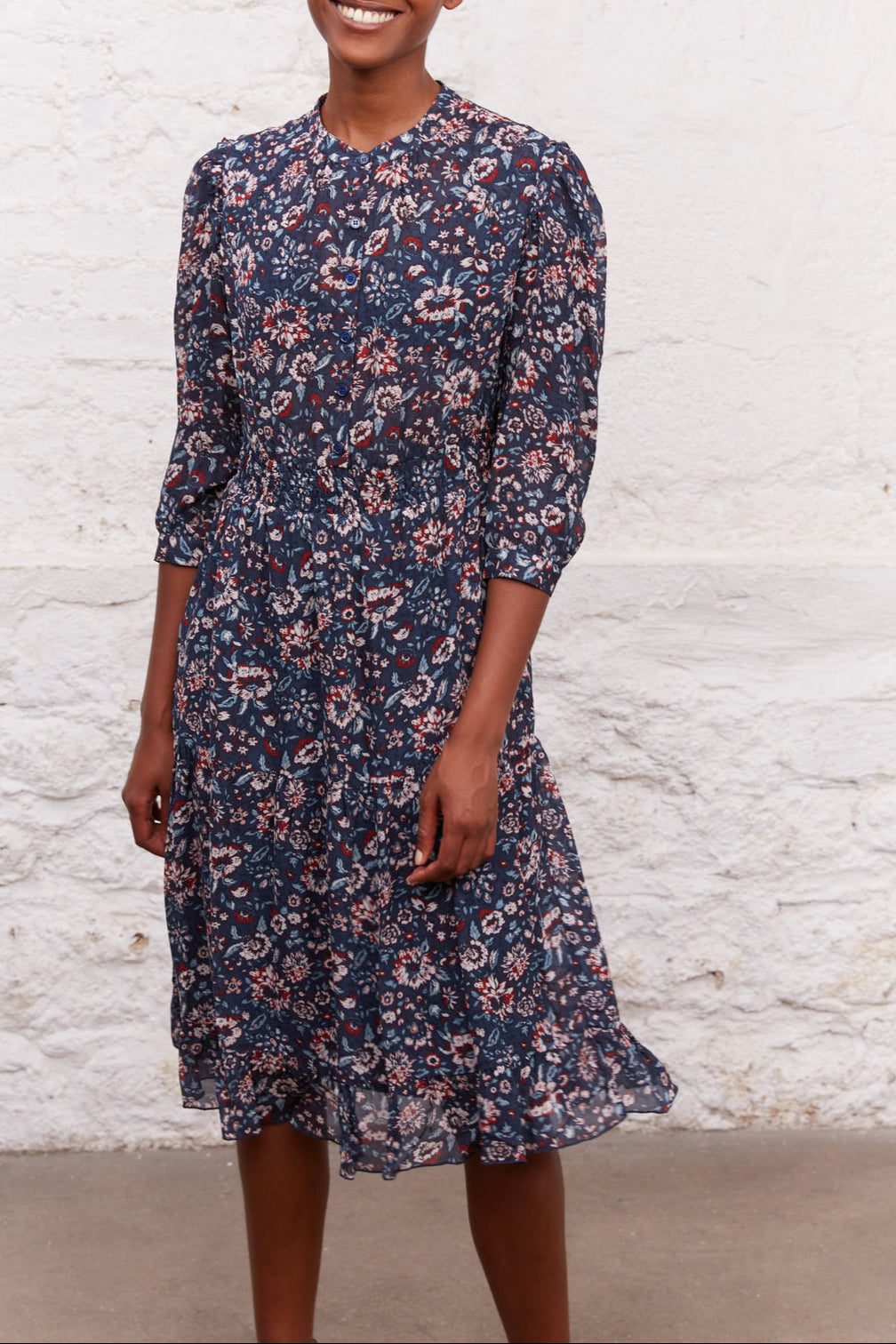 Robe fluide à étages à l'imprimé fleuri - JEANNE Faume - seconde main