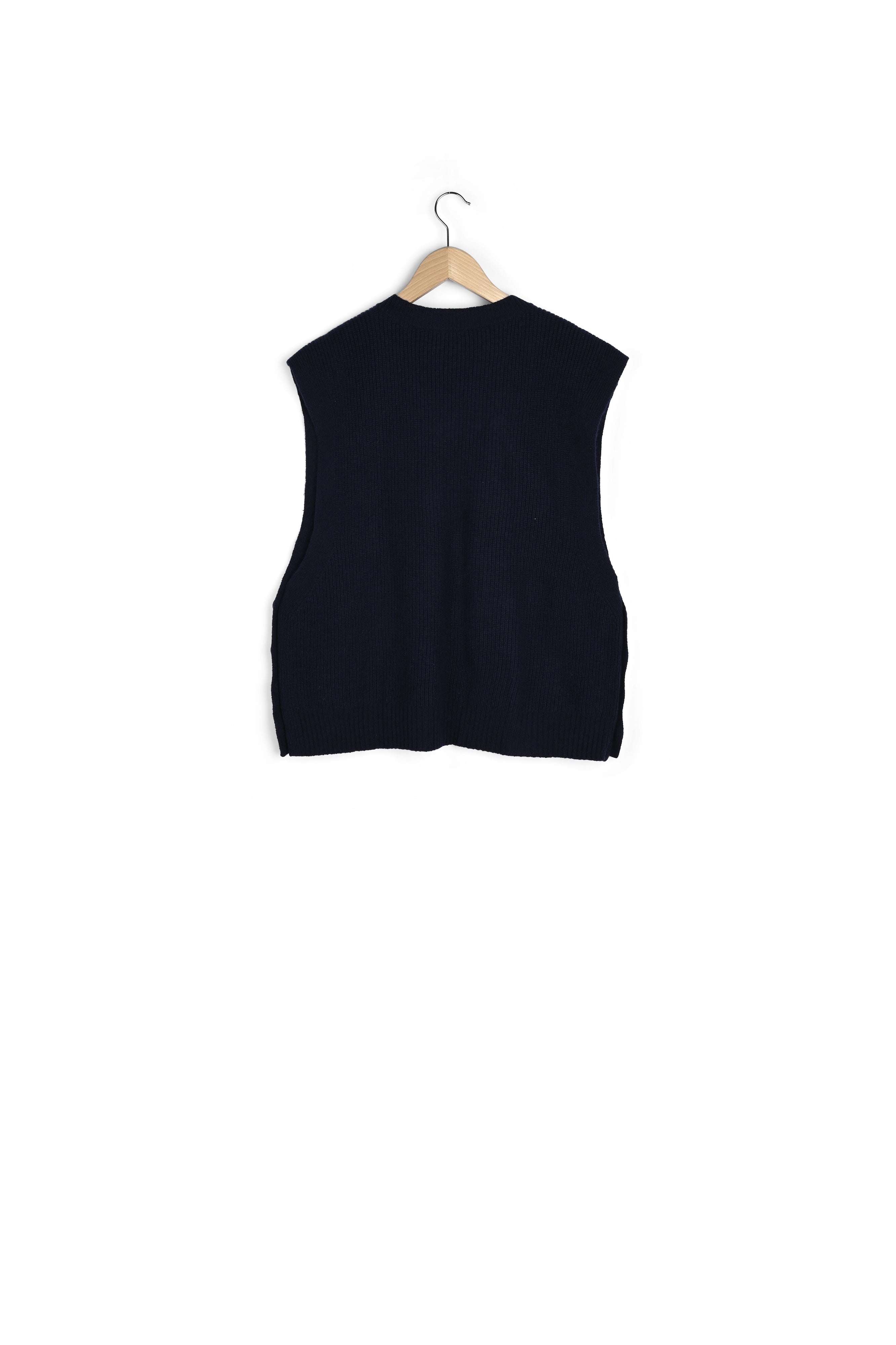 Pull V sans manche en laine à côtes - LUCCIA Faume - seconde main