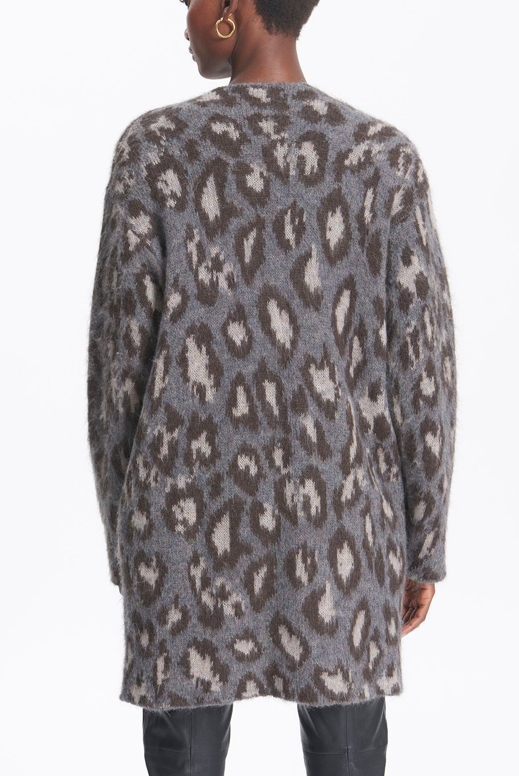 SARA - Gilet oversize en laine léopard Faume - seconde main