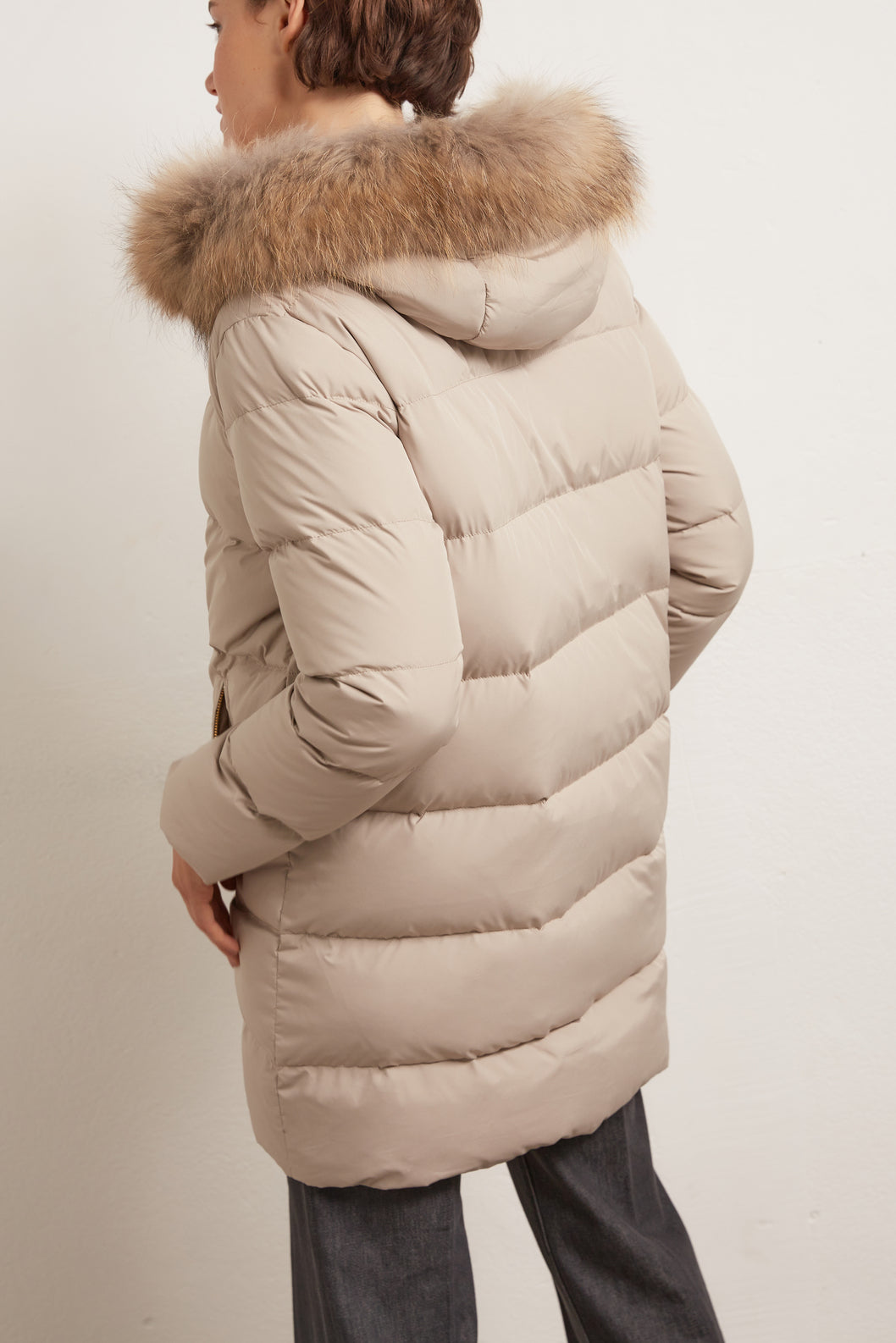 SONYA -Doudoune mi-longue avec col en fourrure Faume - seconde main