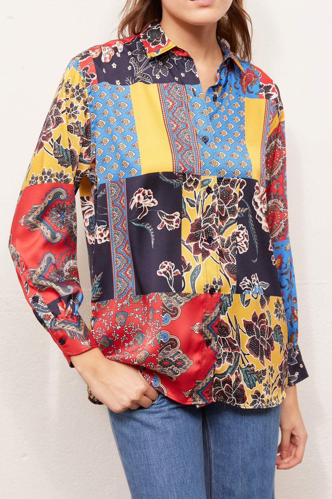 NESSA - Chemise fluide à imprimé patchwork Faume - seconde main