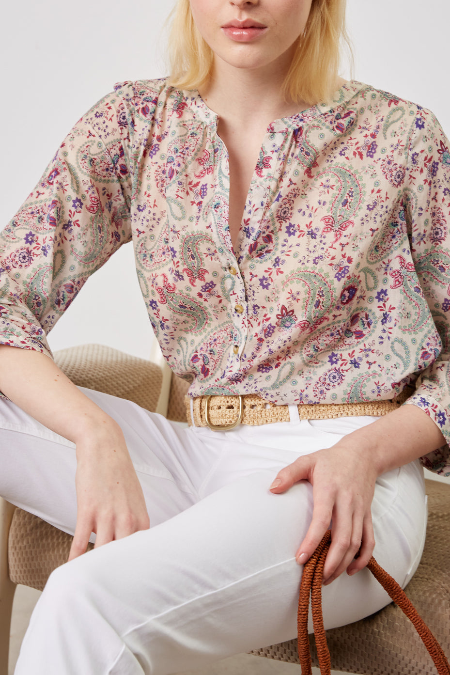 Blouse en voile de coton Bandana -CLAUDE Faume - seconde main