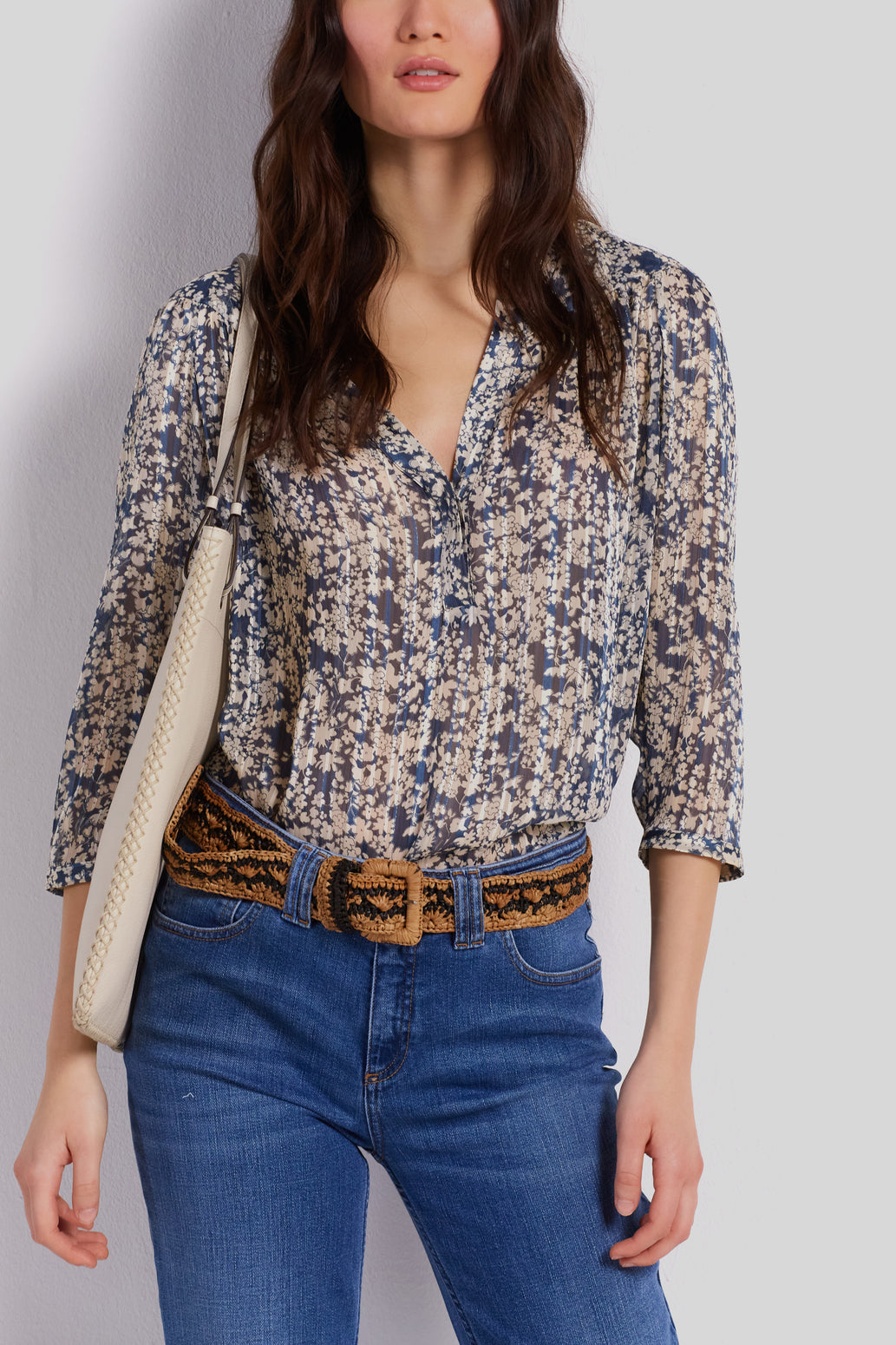 Blouse en voile fleuri et fils Lurex - CHRISLA Faume - seconde main