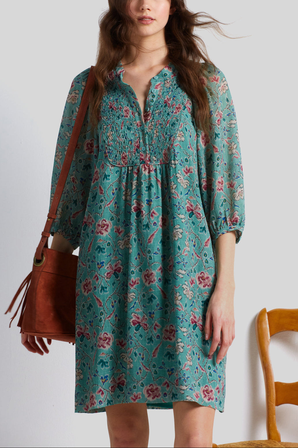 Robe à plastron smocké - JIA Faume - seconde main