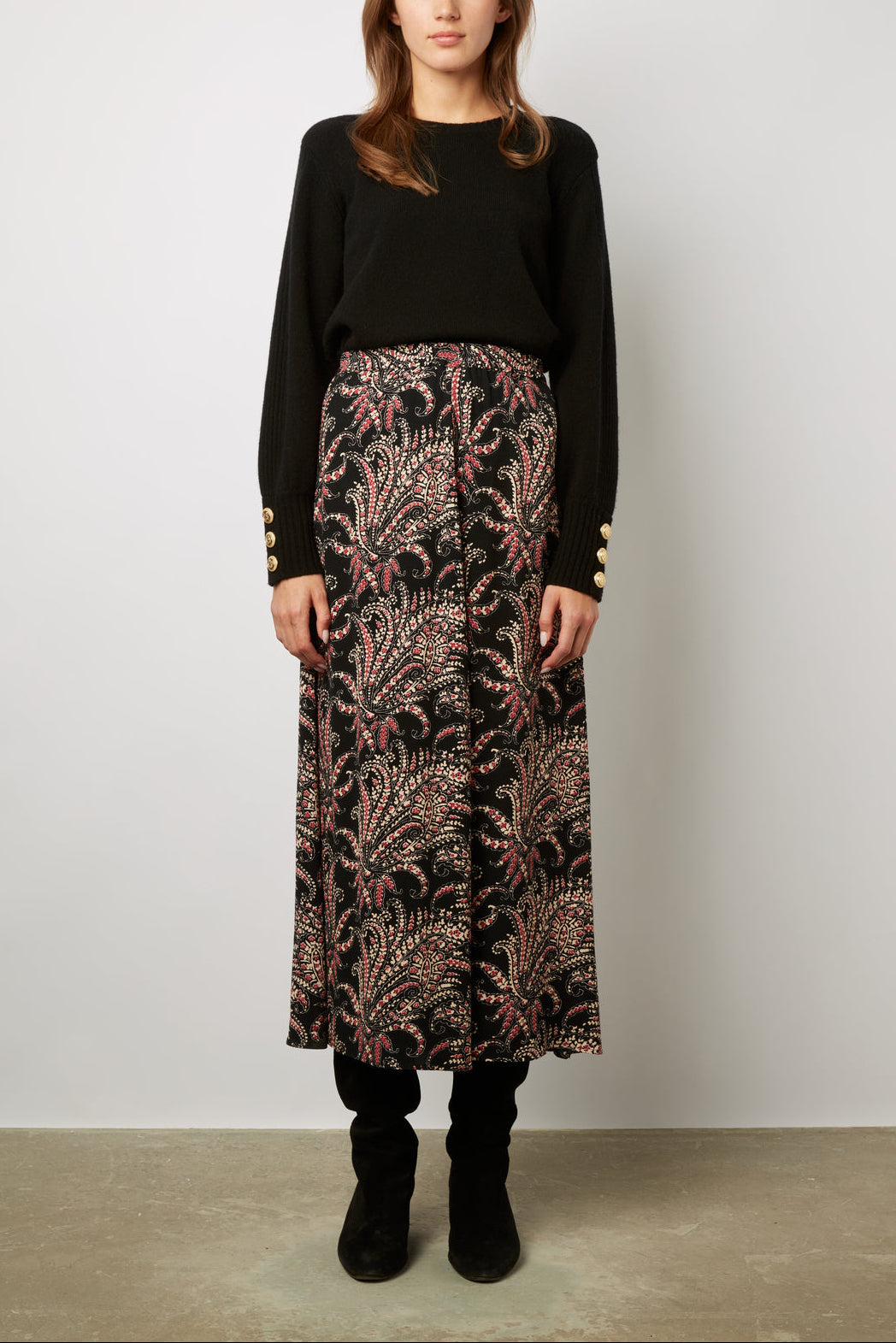 Jupe longue à motif floral contrasté - BASTIAN Faume - seconde main