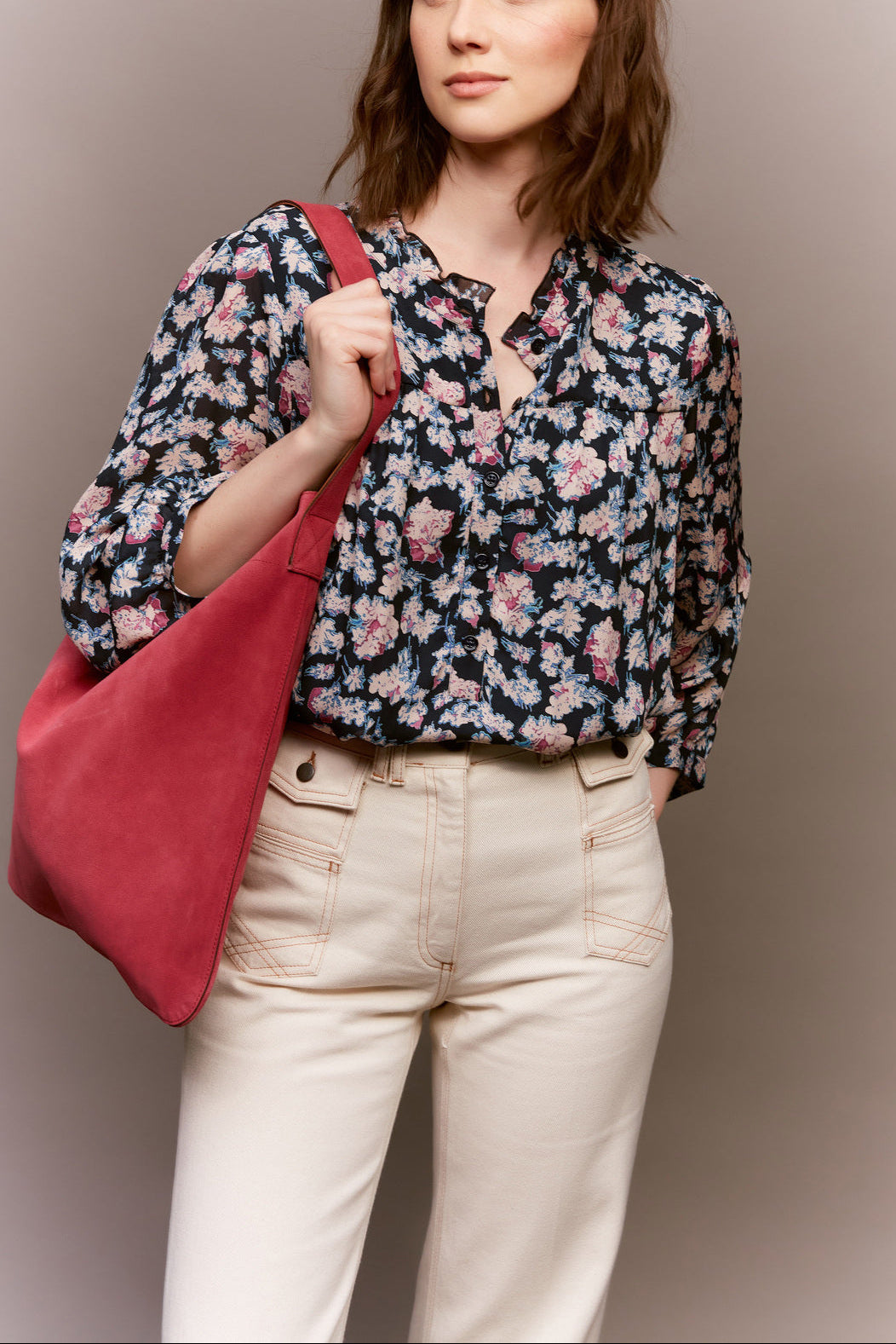 Blouse fluide à l'imprimé floral - CAMELLIA Faume - seconde main