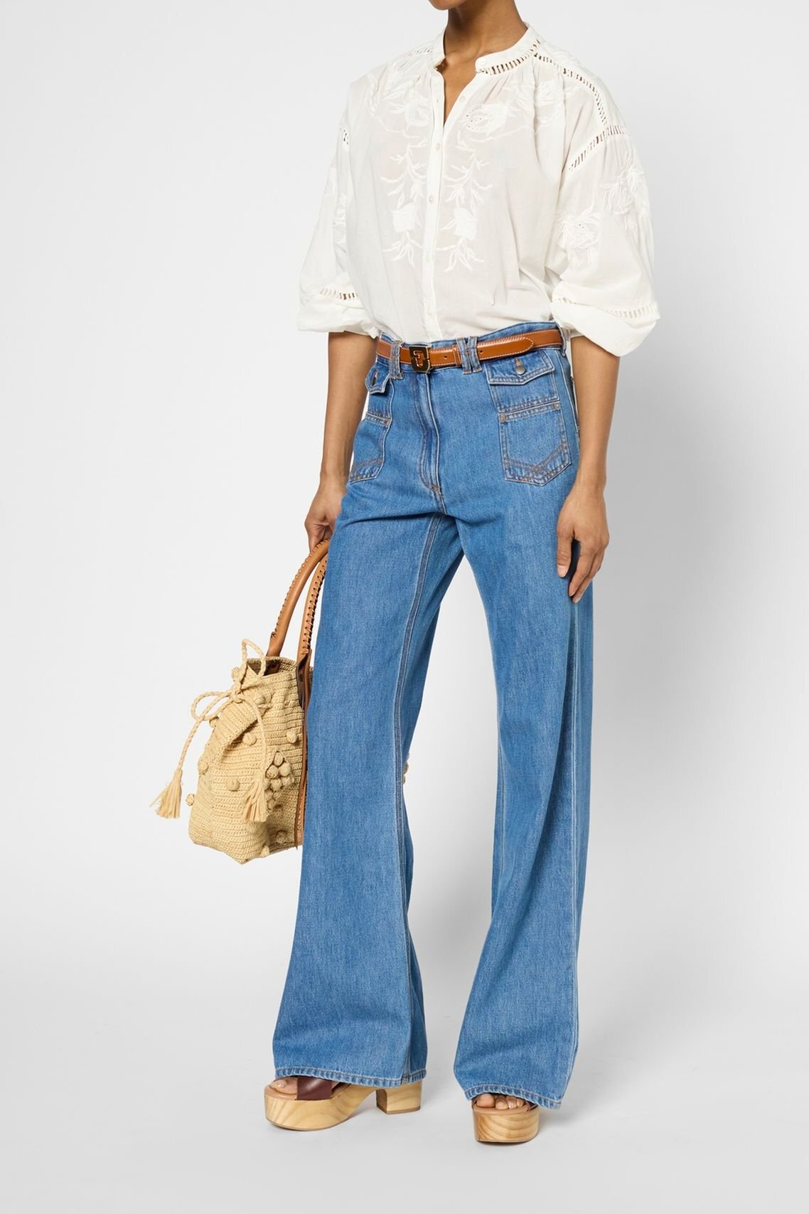 Chemise brodée en voile de coton - UCILLE Faume - seconde main