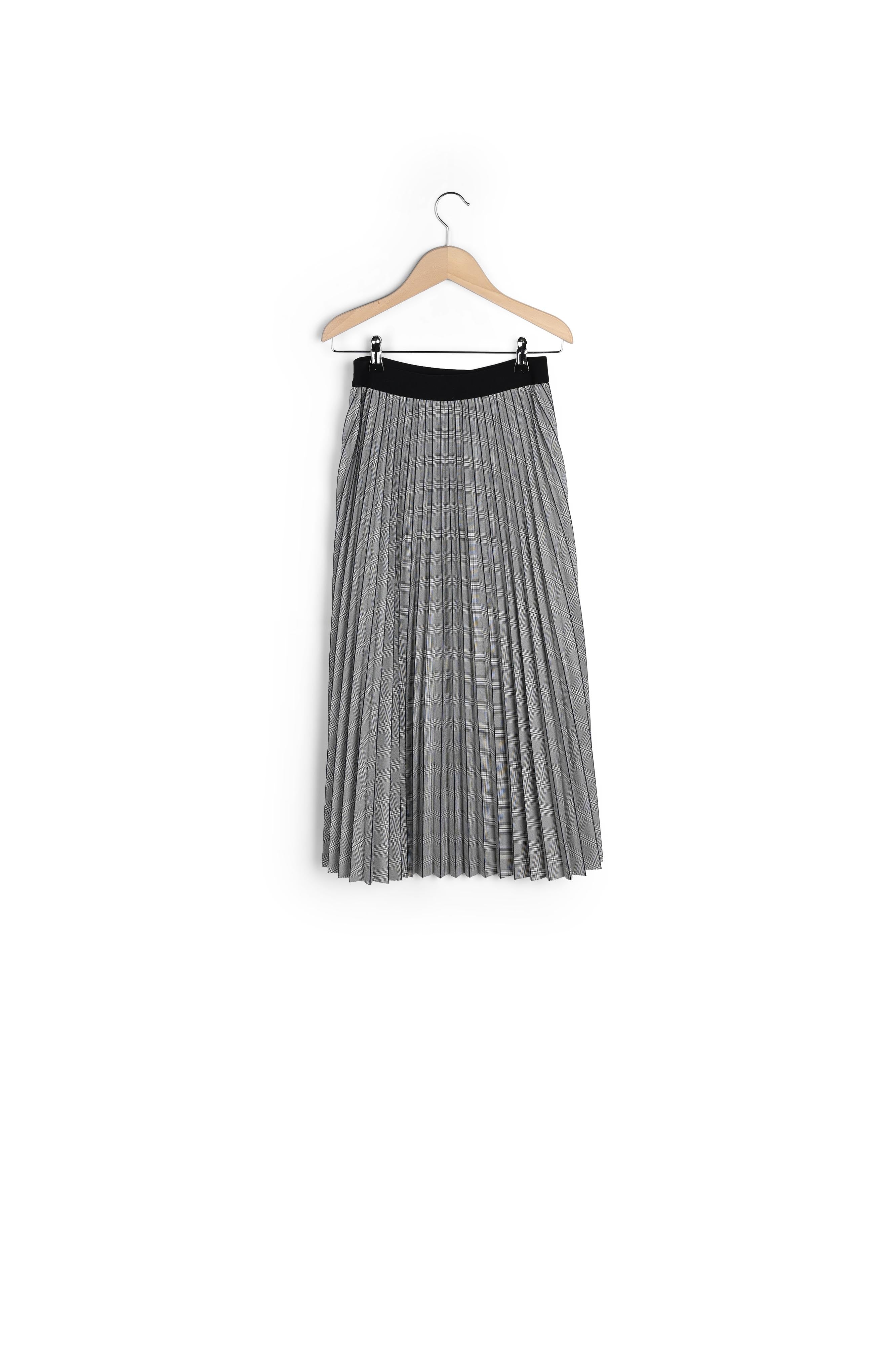 MYRTILLE - Jupe plissée midi prince de galles Faume - seconde main