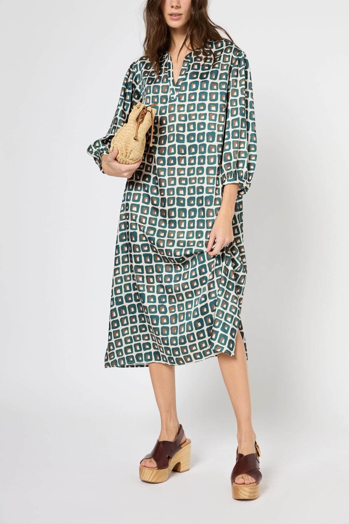 Robe midi à imprimé géométrique - PIETRA Faume - seconde main