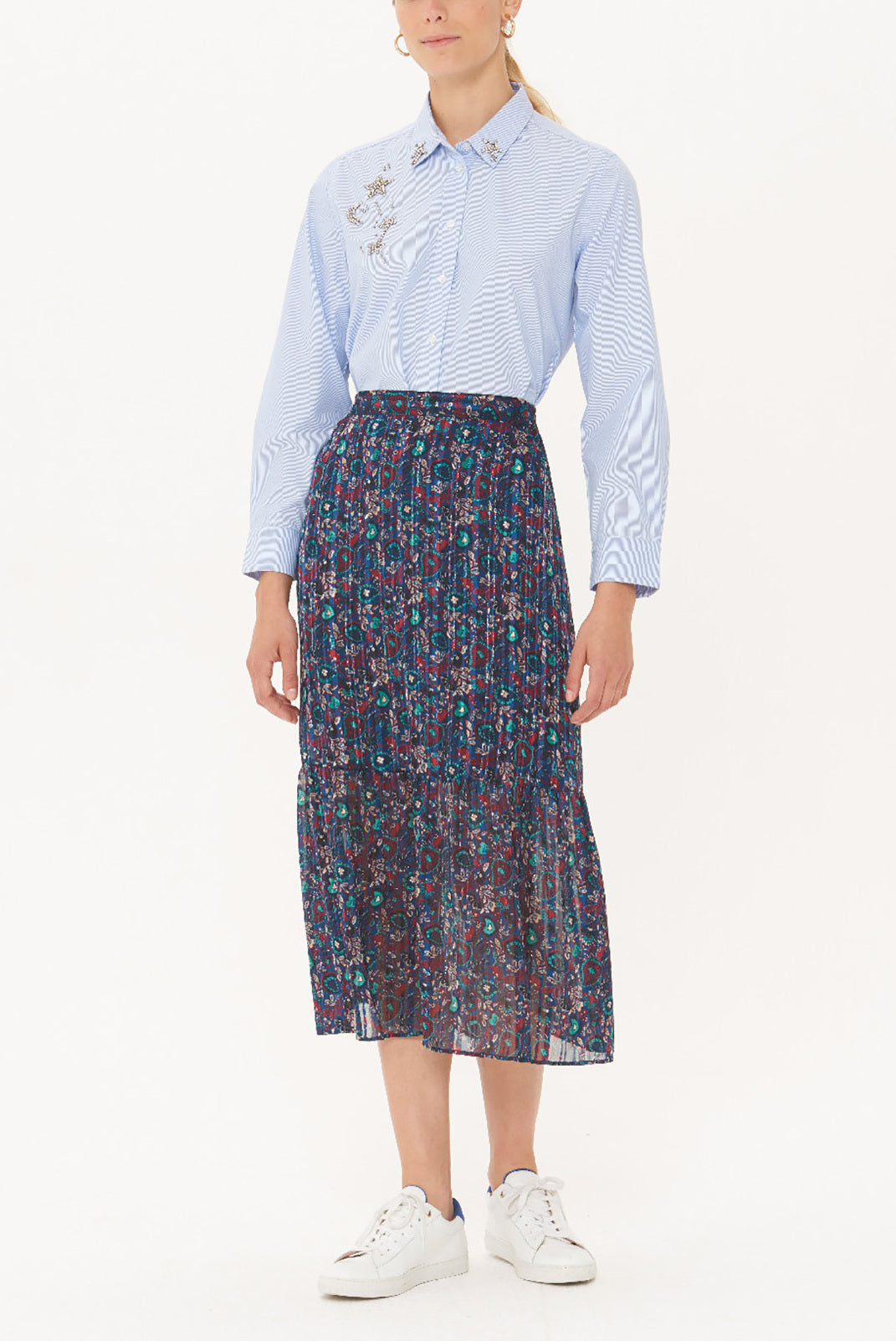 TERRY - Jupe longue en mousseline imprimée et Lurex Faume - seconde main