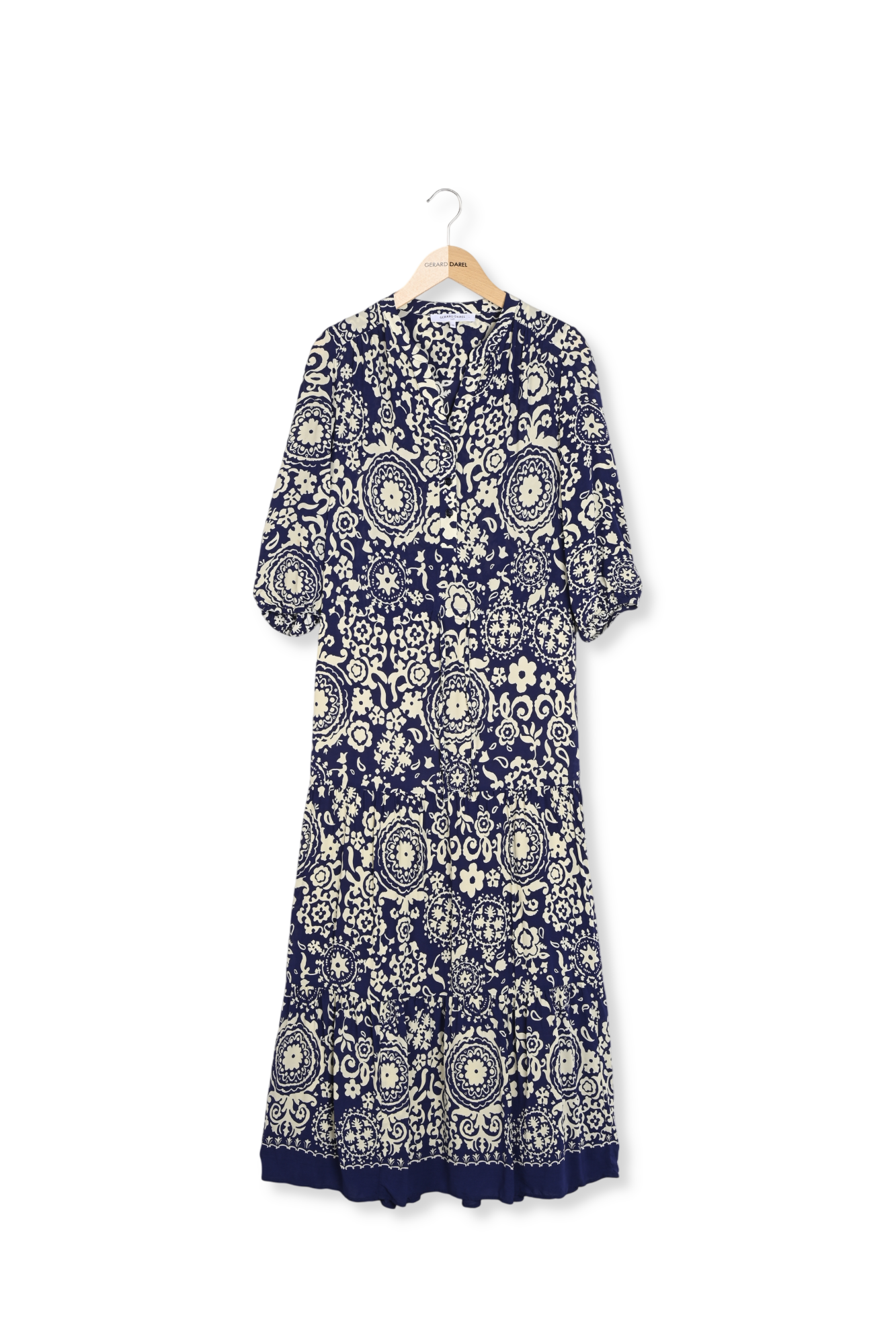 Robe longue élastiquée imprimé bicolore - PHILIA Faume - seconde main