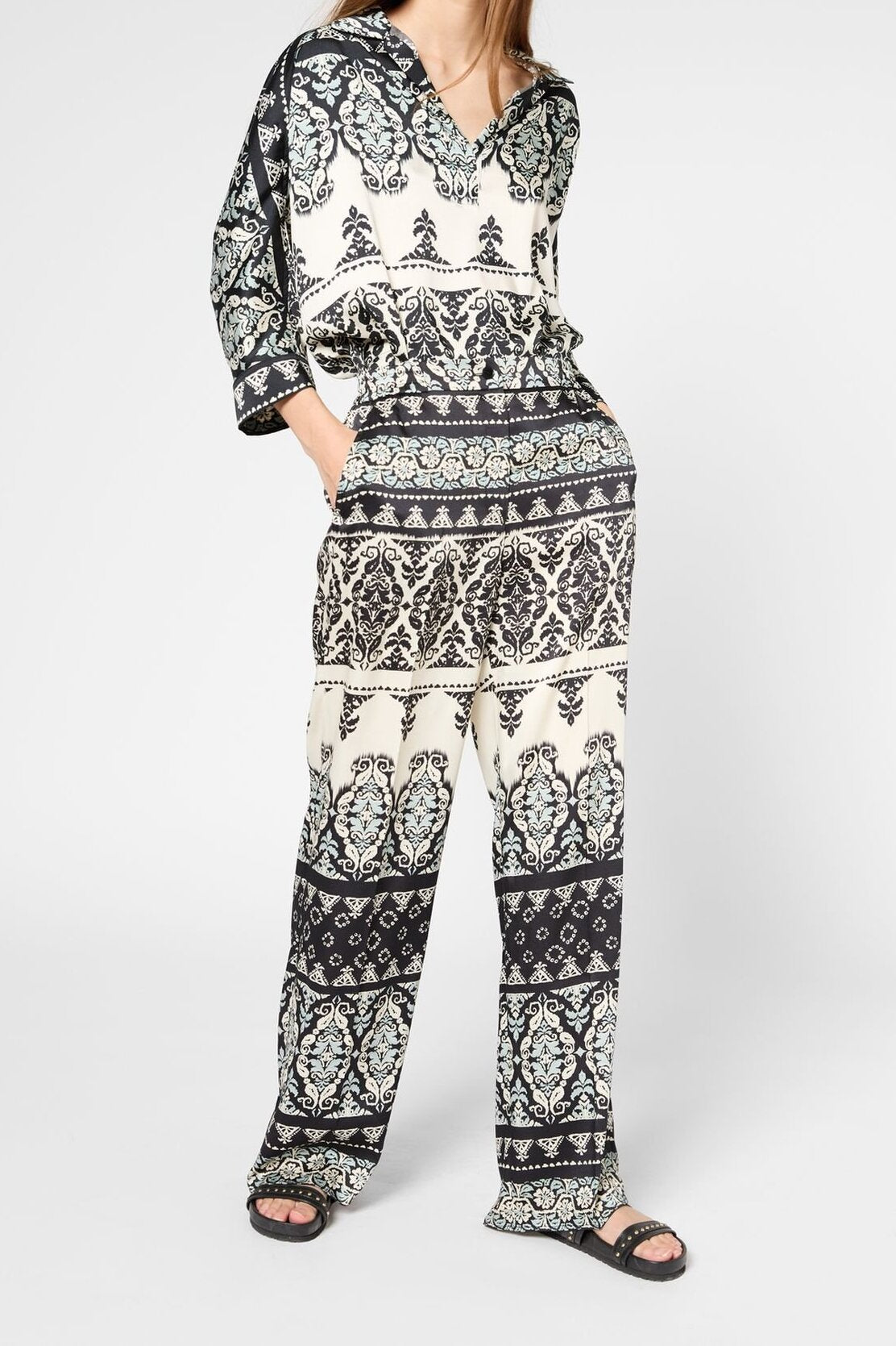 Pantalon large satiné imprimé - LANI Faume - seconde main