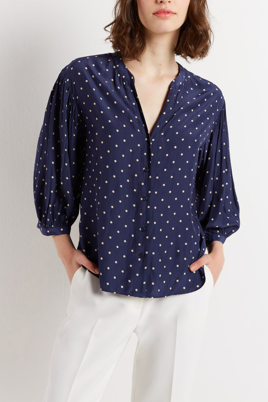 Chemise à pois fluide et satinée - CLOANE Faume - seconde main